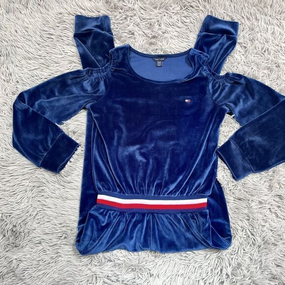 Tommy Hilfiger Girls Navy Blue Valor Cold Shoulder Jumpsuit, Size M (8-10) - Picture 1 of 6